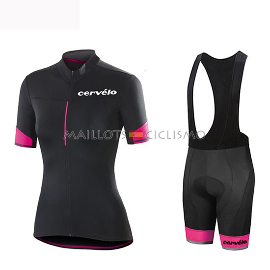 2019 Maillot Mujer Cervelo Tirantes Mangas Cortas Negro Rosa